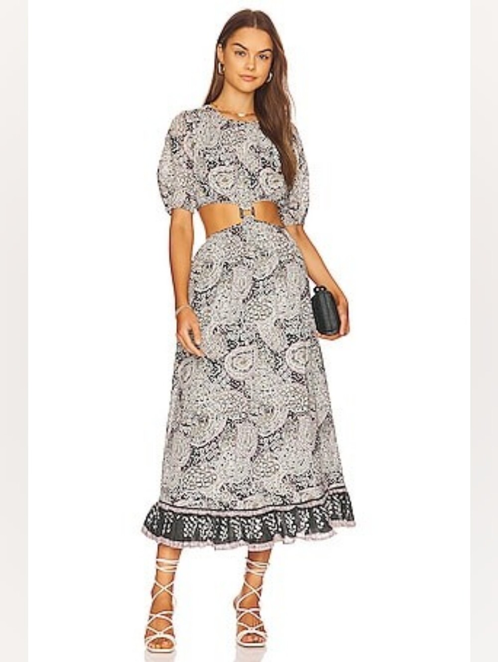 NWT Cleobella Josephine Geo Print Cut Out Organic Cotton Maxi Dress Size XL